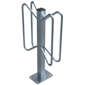Bicycle rack - Individual stands | Individual stand for plugging downPlugging plate 100 x 150 mm, 4 holes  10 mm | two-side parking